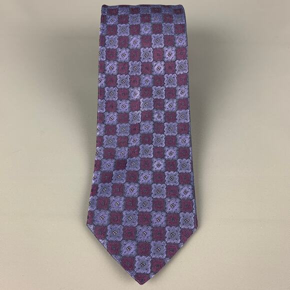 WILKES BASHFORD Purple Burgundy Square Silk Tie - Picture 2 of 4